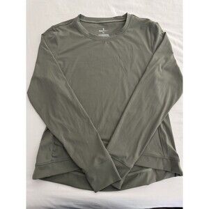 Santiny Women's Long Sleeve Crew Neck Stretch Activewear T-Shirt Green M